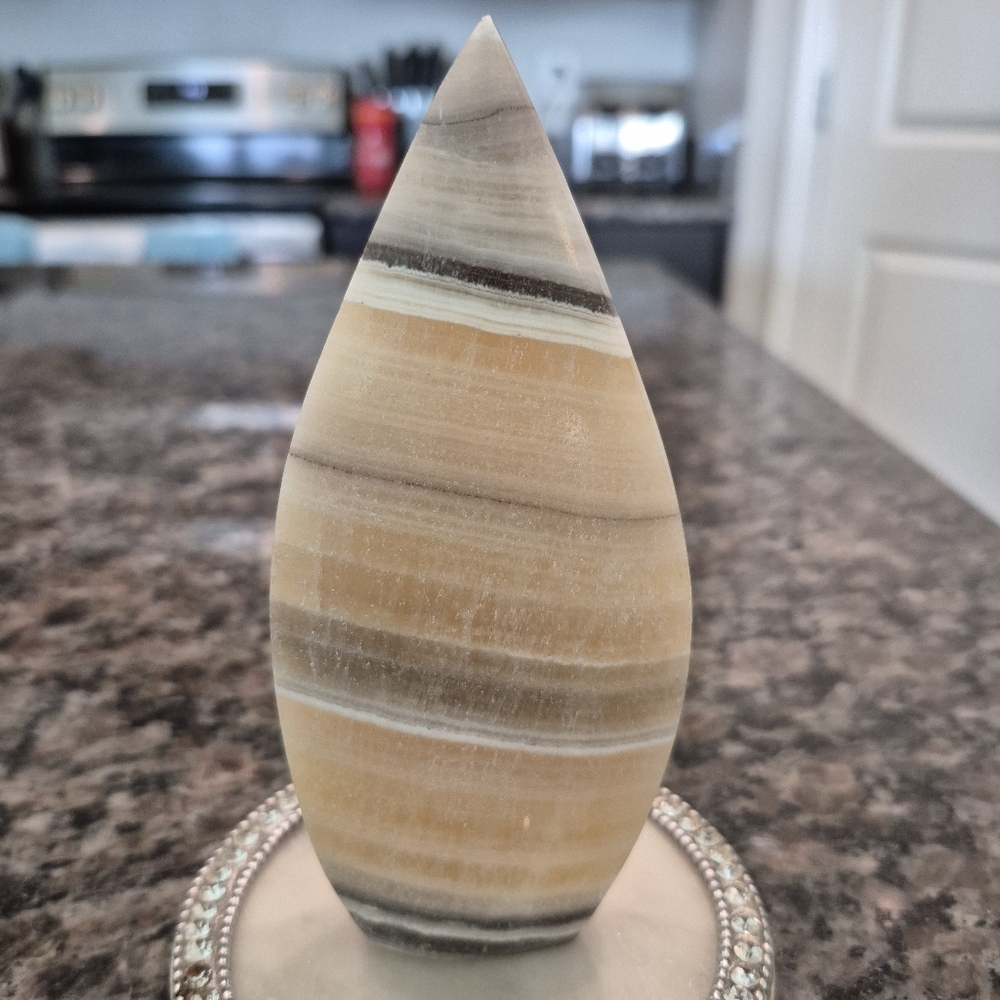 Natural Zebra Calcite Crystal Point Stand-up Freeform #9 - Picture 5 of 9